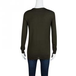 Pre Owned Gucci Deep Olive Green Wool Long Sleeve Sweater L