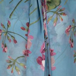 Gucci Blue Floral Printed Silk Tie Detail Sleeveless Top M