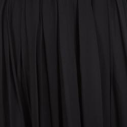 Pre Owned Gucci Black Silk Elasticized Waist Detail Pleated Midi Skirt S