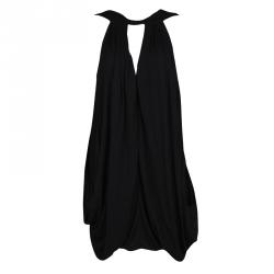 Pre Owned Gucci Black Cutout Detail Sleeveless Draped Dress M
