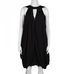 Pre Owned Gucci Black Cutout Detail Sleeveless Draped Dress M