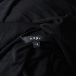 Pre Owned Gucci Black Cutout Detail Sleeveless Draped Dress M