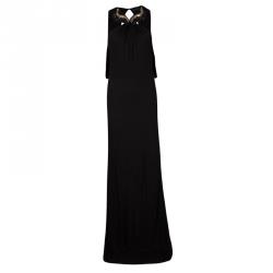 Gucci Black Embellished Neck Draped Sleeveless Gown M