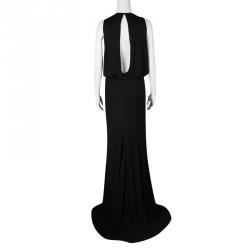Gucci Black Embellished Neck Draped Sleeveless Gown M