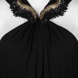 Gucci Black Embellished Neck Draped Sleeveless Gown M