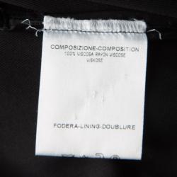 Pre Owned Gucci Black Knit Metal Logo Detail Short Sleeve Top L