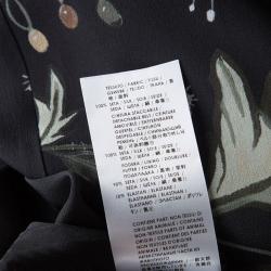 Pre Owned Kris Knight For Gucci Black Floral Printed Silk Belted Dress S