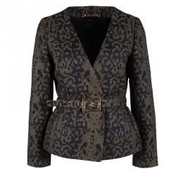 Gucci Multicolor Python Pattern Belted Jacquard Jacket M