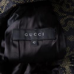 Gucci Multicolor Python Pattern Belted Jacquard Jacket M