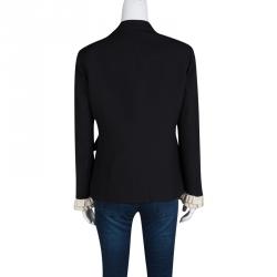 Gucci Black Silk Wool Ruffled Cuff Detail Blazer M