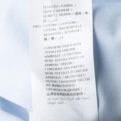 Gucci Blue Cotton Contrast Lace Trim Embellished Bow Detail Oxford Shirt M