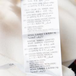 Pre Owned Gucci Cream Wool Lurex Web Trim Long Sleeve Crew Neck Sweater L