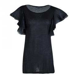 مملوكة مسبقًا Gucci Black Flutter Sleeve Top XS