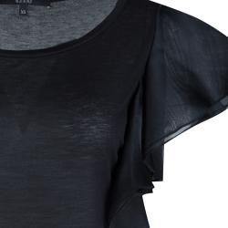 مملوكة مسبقًا Gucci Black Flutter Sleeve Top XS
