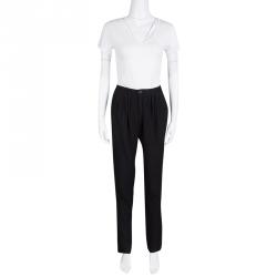Pre Owned Gucci Black Patterned Jacquard Silk Trousers S
