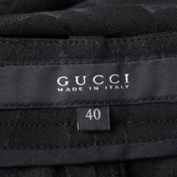 Pre Owned Gucci Black Patterned Jacquard Silk Trousers S