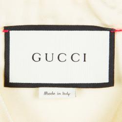 Pre Owned Gucci Cream Silk Floral Embroidered Bow Detail Sleeveless Blouse M