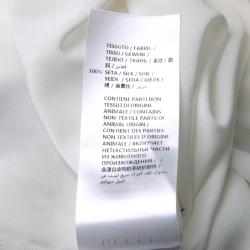 Gucci Off White Silk Pearl Logo Button Front Bow Tie Detail Blouse M
