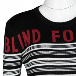 Gucci Monochrome Striped Metallic Cuff Detail Blind For Love Sweater M
