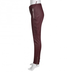 Gucci Burgundy Stretch Leather Zip Detail Leggings M