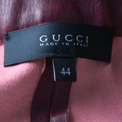 Gucci Burgundy Stretch Leather Zip Detail Leggings M