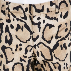 Pre Owned Gucci Beige Animal Printed Silk Tapered Trousers M