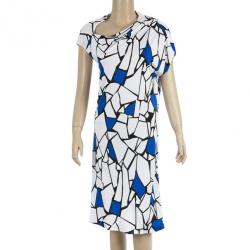 مملوكة مسبقًا Gucci Blue & White Abstract Print Stretch Dress M