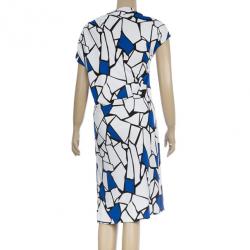 مملوكة مسبقًا Gucci Blue & White Abstract Print Stretch Dress M