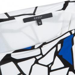 مملوكة مسبقًا Gucci Blue & White Abstract Print Stretch Dress M