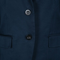 Pre Owned Gucci Navy Blue Stretch Cotton Tailored Two Button Blazer L