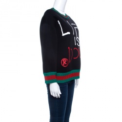 Pre Owned Gucci Black Jersey Lurex Web Trim Detail Ghost Sweatshirt M