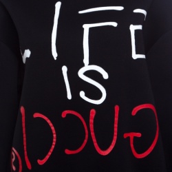 Pre Owned Gucci Black Jersey Lurex Web Trim Detail Ghost Sweatshirt M
