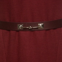 مملوكة مسبقًا Gucci Red Wool Horsebit Buckle Detail Belted Short Sleeve Dress S