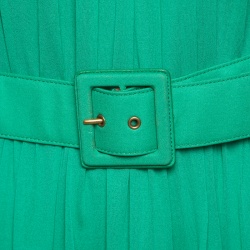 مملوكة مسبقًا فستان غوتشي أخضر مينت بطيات بلا أكمام بحزام M