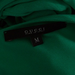 مملوكة مسبقًا فستان غوتشي أخضر مينت بطيات بلا أكمام بحزام M