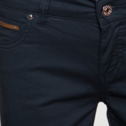 Pre Owned Gucci Blue Stretch Cotton Logo Embroidered Pocket Detail Straight Pants S