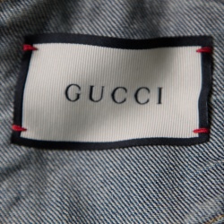 Pre Owned Gucci Blue Faded Effect Embroidered Denim Jacket M