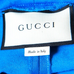 Pre Owned Gucci Blue Side Stripe Detail Floral Embroidered Kelly Stirrup Track Pants S