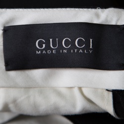Pre Owned Gucci Black Wool High Waist Tailored Trousers M