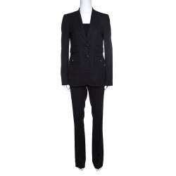 Gucci Charcoal Grey Cotton Tailored Pant Suit S