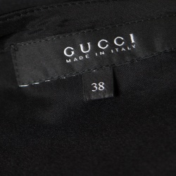Pre Owned Gucci Black Wool Faux Belt Detail Inverted Pleat Front Skirt S