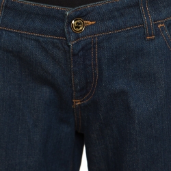 Pre Owned Gucci Indigo Dark Wash Faded Effect Denim Flared Jeans L