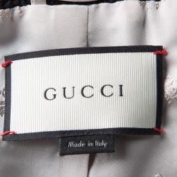 Pre Owned Gucci Black Textured Knit Contrast Trim Jacket M
