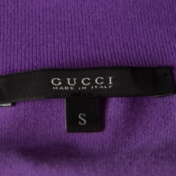 Pre Owned Gucci Purple Wool Horsebit Metal Detail V Neck Sweater Top S
