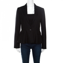 Gucci Black Wool and Cashmere Single Button Peplum Blazer M