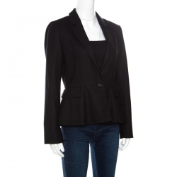 Gucci Black Wool and Cashmere Single Button Peplum Blazer M