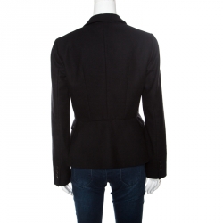 Gucci Black Wool and Cashmere Single Button Peplum Blazer M