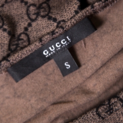 Pre Owned Gucci GG Brown Monogram Printed Cotton T Shirt S