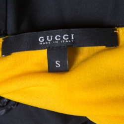Pre Owned توب غوتشي أصفر وأسود بديرابيه كتف واحد S