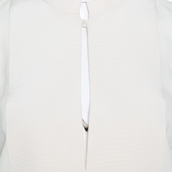 Gucci Cream Grosgrain Trim Detail Long Sleeve Blouse S